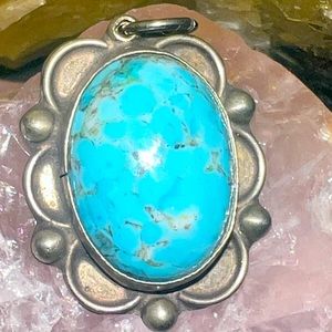 Vintage Native American Sterling Silver and Turquoise Hallmarked Pendant